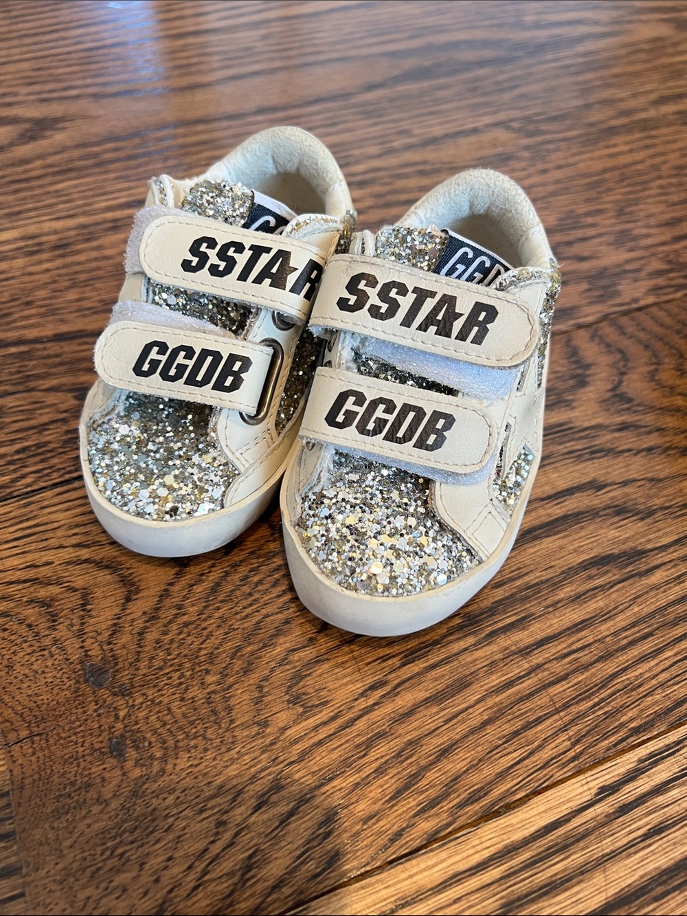Golden Goose Kids SSTAR Glitter Strap Sneakers - Silver/Cream